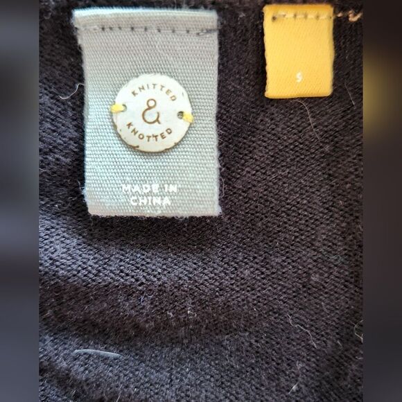 Anthropologie Knitted and Knotted black and lace Cardigan sweater - Size Small - Picture 3 of 8